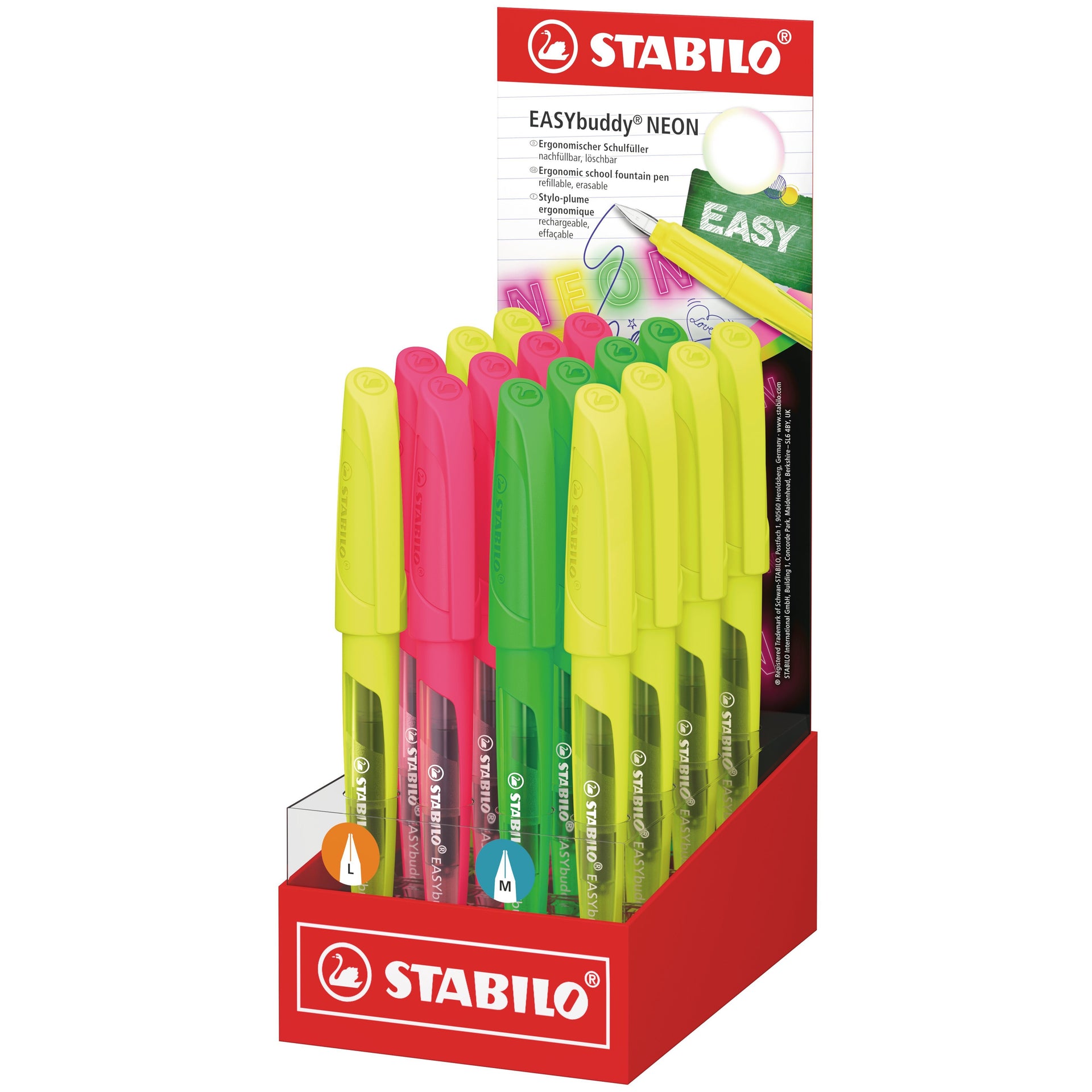 Stabilo -  Vulpen easybuddy l en m neon ass | 16 stuks
