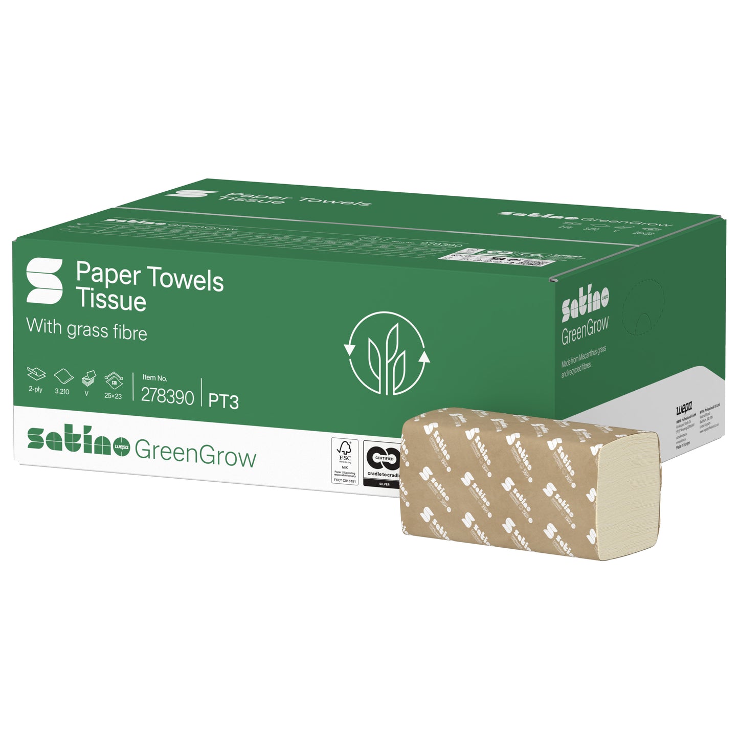Satino -  Handdoek  pt3 greengrow 2laags 278390