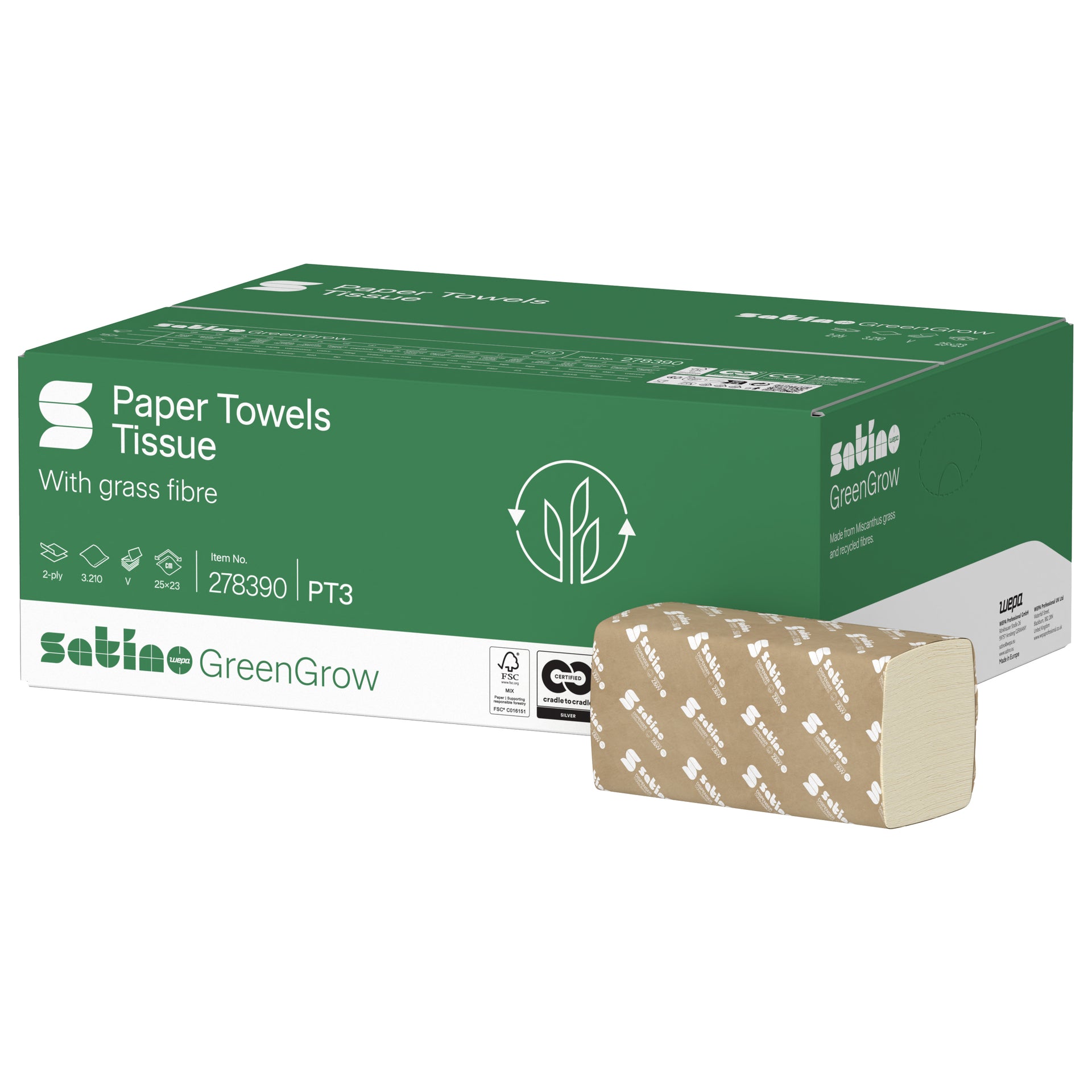 Satino -  Handdoek  pt3 greengrow 2laags 278390