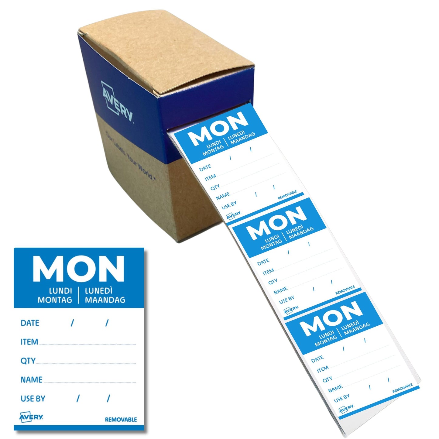 Avery -  Etiket  haccp maandag-blauw 40x56mm 500st | 6 stuks