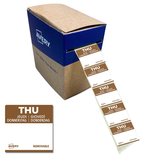 Avery -  Etiket  haccp donderdag-bruin 25x25mm 1000st