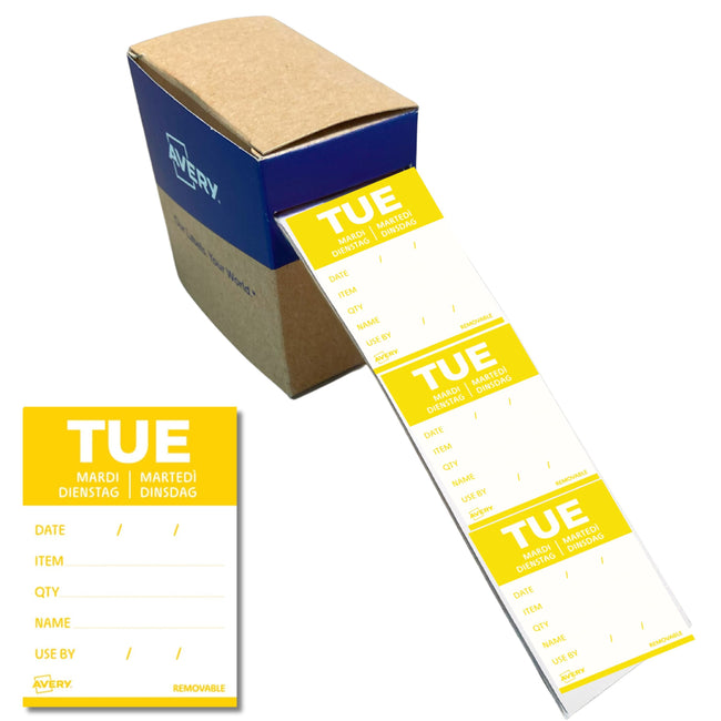 Avery -  Etiket  haccp dinsdag-geel 40x56mm 500st | 6 stuks