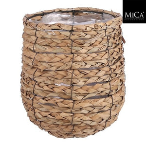 Mica Decorations -  Plantenmand mica avalon zeegras 21x18cm lichtbruin | 4 stuks