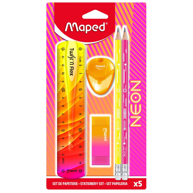 Maped -  Tekenset  neon 5 delen assorti
