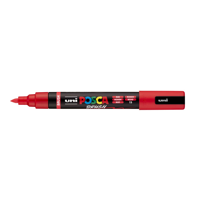Posca -  Paintmarker uni  pc-5br brushpunt m rood | 6 stuks