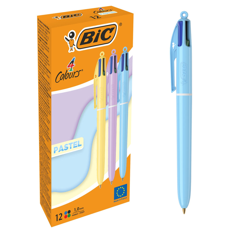 BIC -  Balpen  4-kleuren m pastel assorti