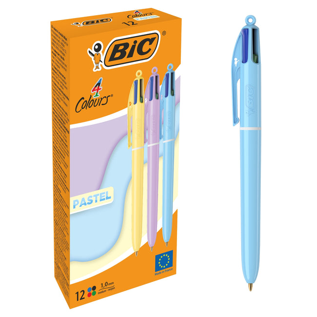 Bic - Stylo à bille Colors tel 4 couleurs, moyen, couleurs d'encre classiques, µboîte de 12 pièces