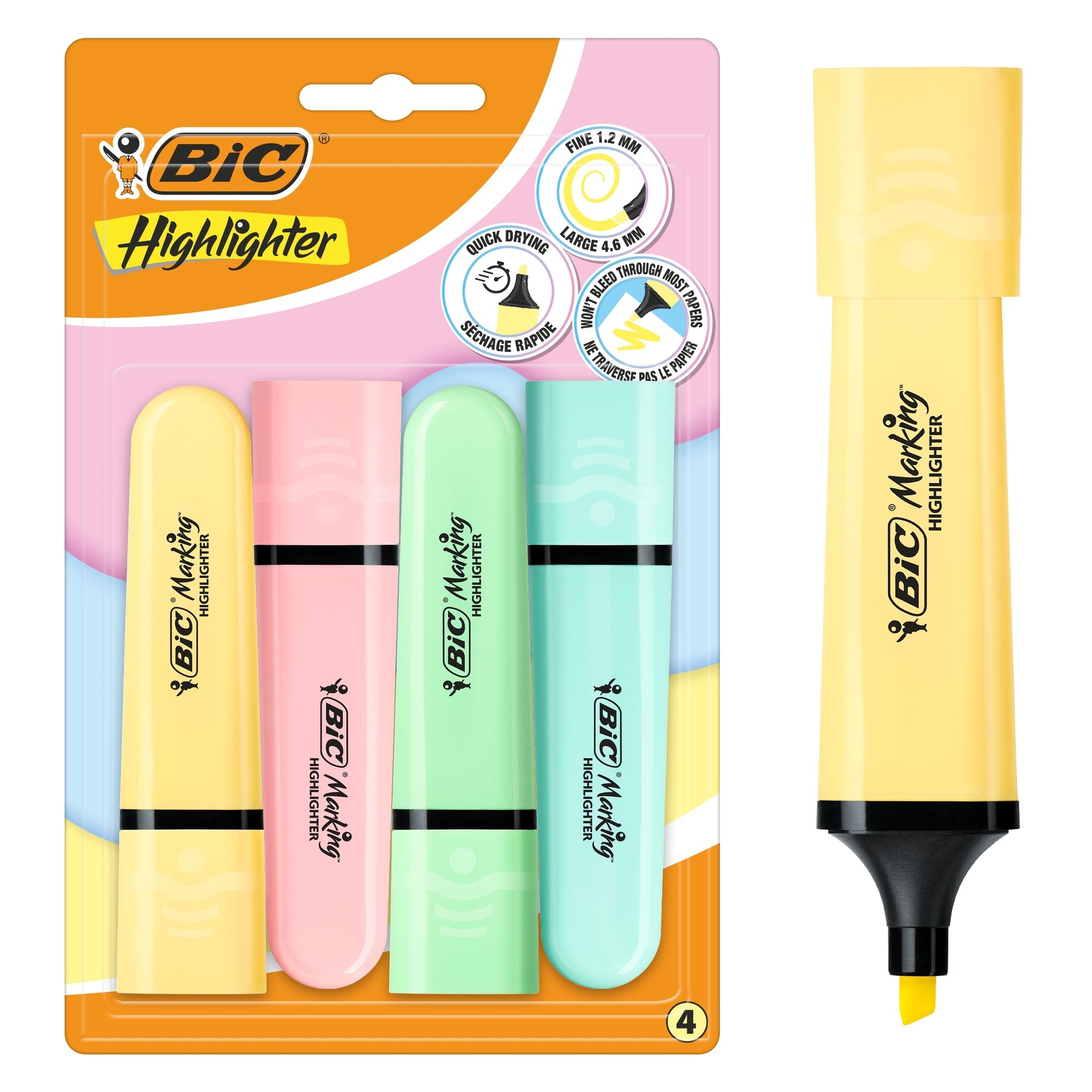 BIC -  Markeerstift  blister à 4 pastelkleuren