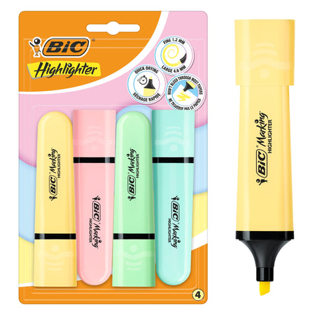 BIC -  Markeerstift  blister à 4 pastelkleuren