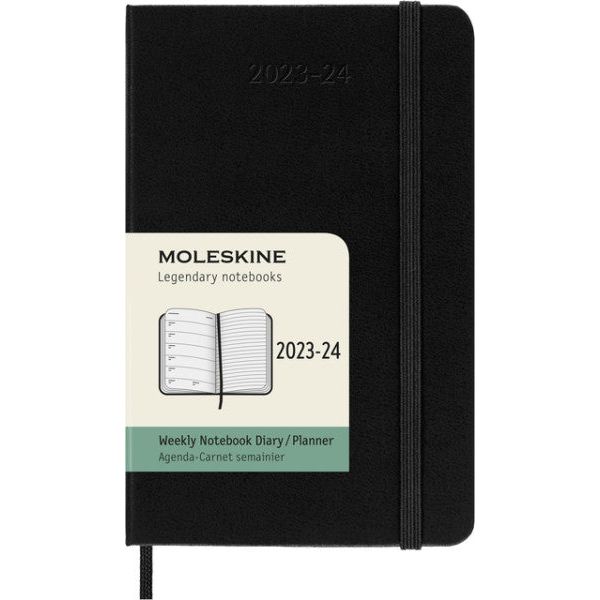 Agenda 2023/2024 Moleskine 18m Planer Weekly 7day/1 Seite Tasche 90x140mm Hartes Cover Schwarz