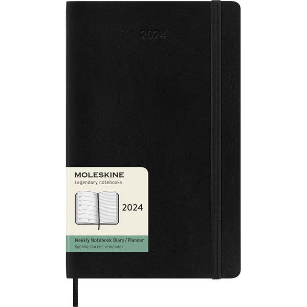 Agenda 2024 Moleskine 12m Planer Weekly 7day/1 Seite groß 130x210mm Soft Cover Schwarz