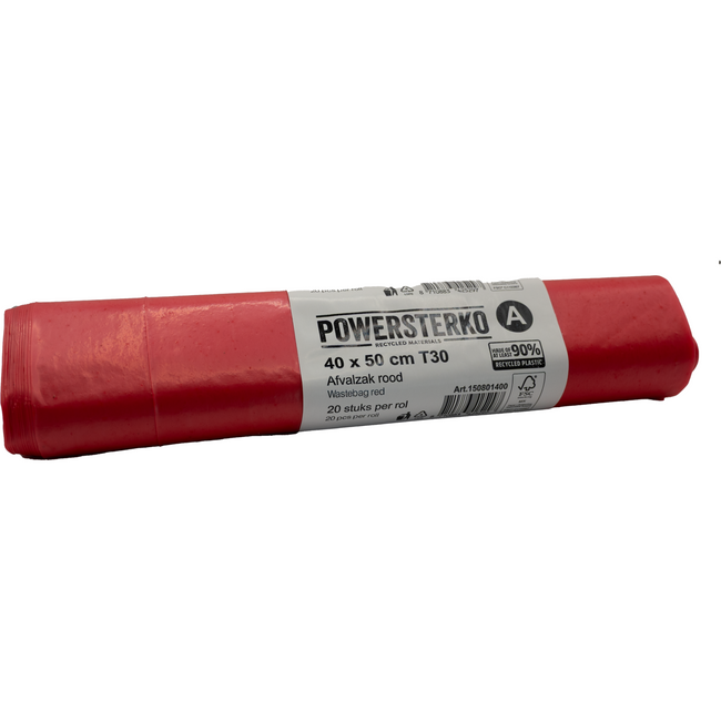 Klika -  Afvalzak | Gerecycled LDPE | 40x50cm | T30 | rood | 500 stuks