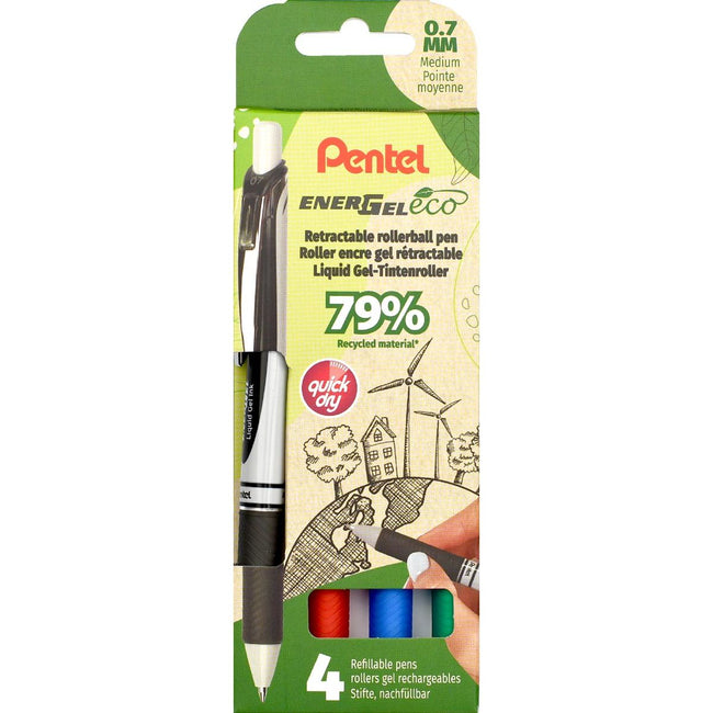 Pentel -  roller Energel BL77E-4, 0,7 mm, assorti, set van 4 stuks