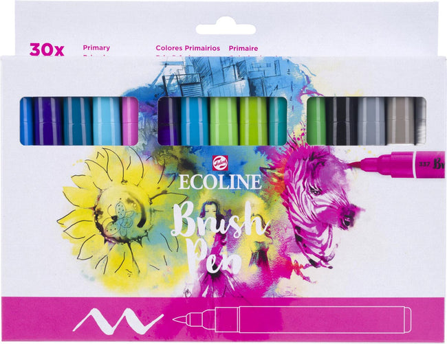 Talens -  Ecoline Brush pen, etui van 30 stuks, set Primaire