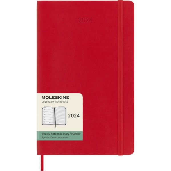 Agenda 2024 Moleskine 12m planificateur hebdomadaire 7day / 1 page Grande couverture douce 130x210 mm rouge écarlate