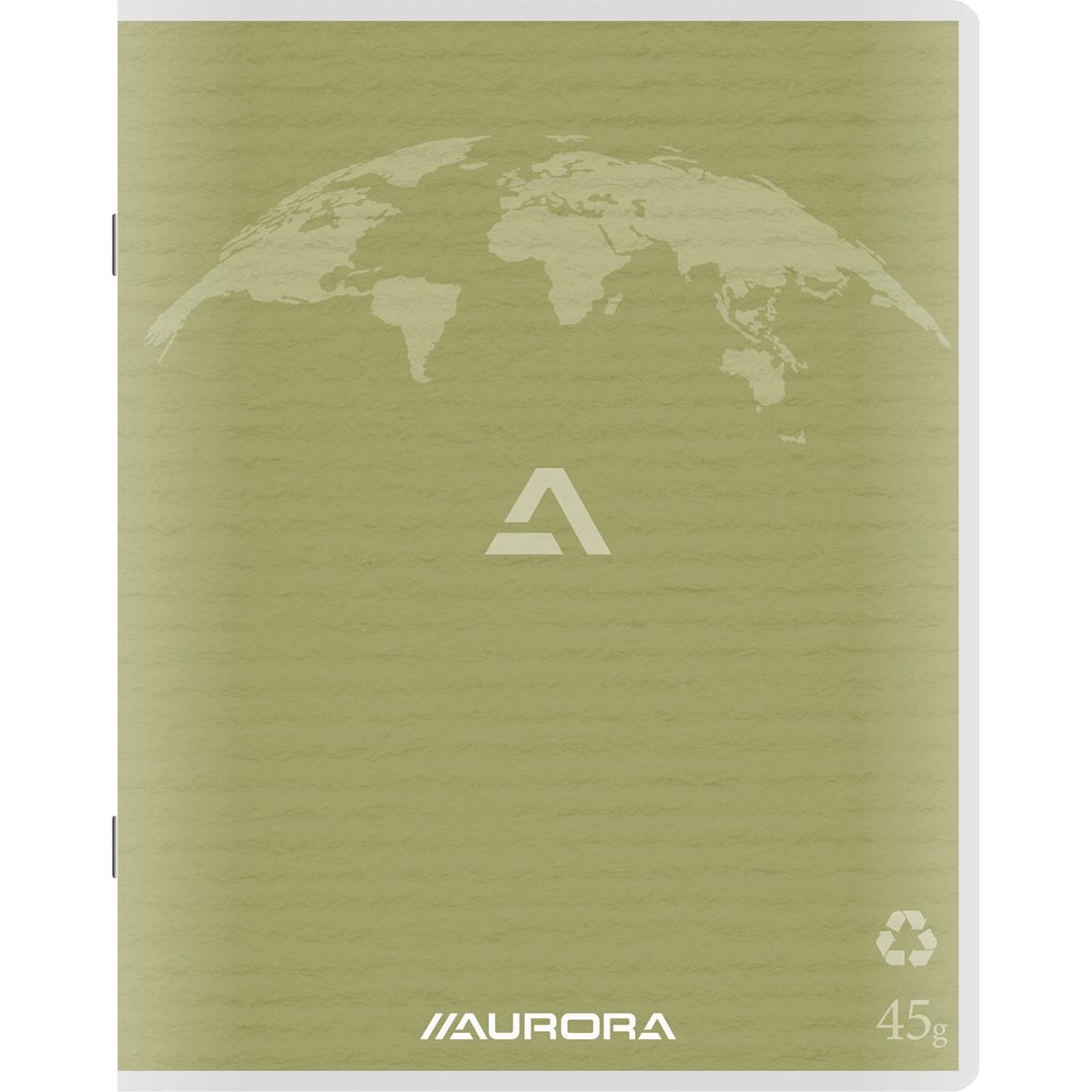 Aurora -  Writing 45 kladschrift uit gerycleerd papier, 96 bladzijden, gelijnd, mosgroen