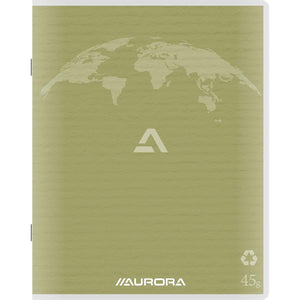 Aurora -  Writing 45 kladschrift uit gerycleerd papier, 96 bladzijden, gelijnd, mosgroen