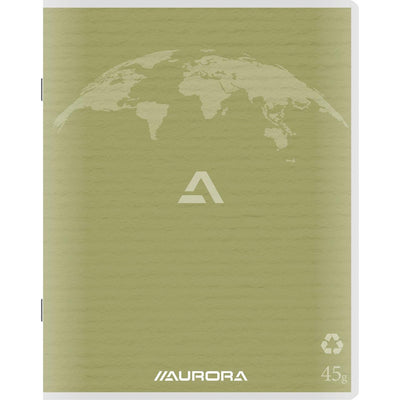 Aurora -  Writing 45 kladschrift uit gerycleerd papier, 96 bladzijden, gelijnd, mosgroen