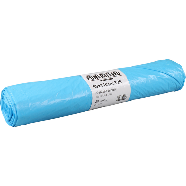 PowerSterko -  Afvalzak | Gerecycled LDPE | 90x110cm | T25 | blauw | 300 stuks