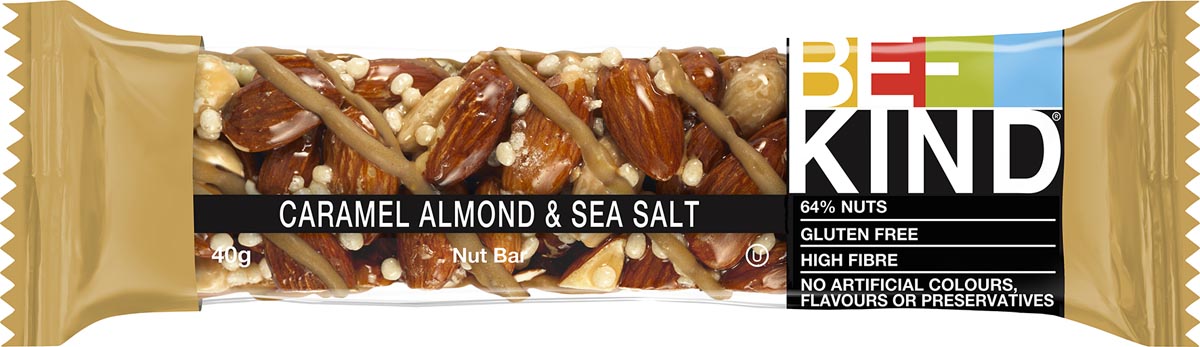 Be Kind - Barre Be-Kind Caramel Amande Sel Marin, 40 g, paquet de 12 pièces