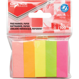 OFFICE products -   index, 15 x 50 mm, ophangzakje van 5 x 100 tabs, geassorteerde kleuren