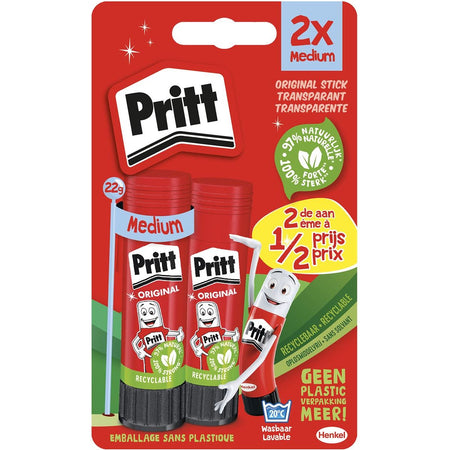 Pritt -  plakstift, 22 g, blister van 2 stuks, 2de aan halve prijs