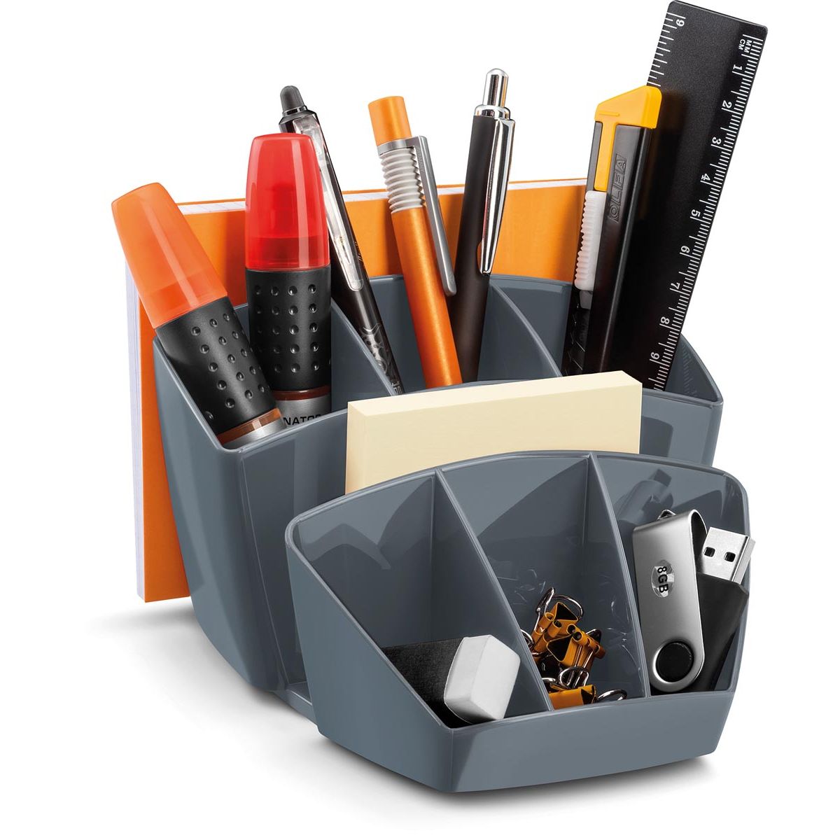 CEP - Support de bureau Pro, avec 8 compartiments, gris