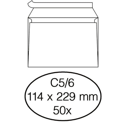 Quantore -  Envelop bank C5/6 114x229mm zelfklevend wit 50 stuks