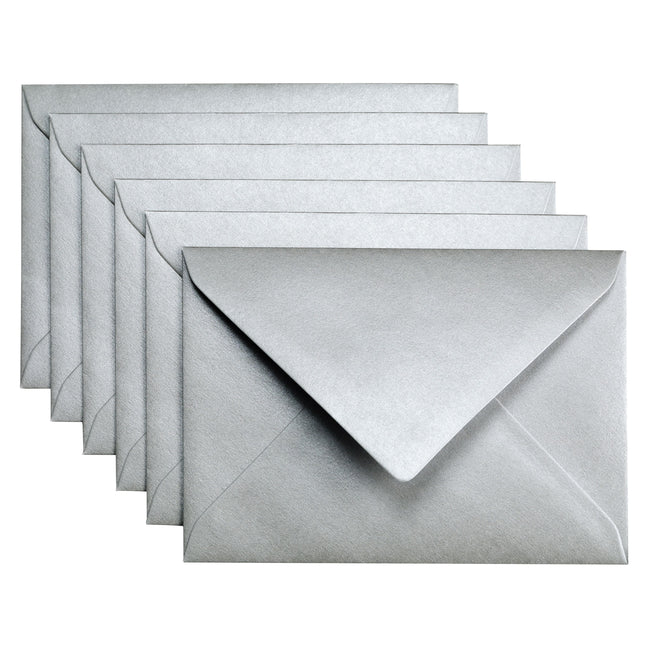 Papicolor - Enveloppe C6 114x162mm argent métallisé pack de 6 pièces