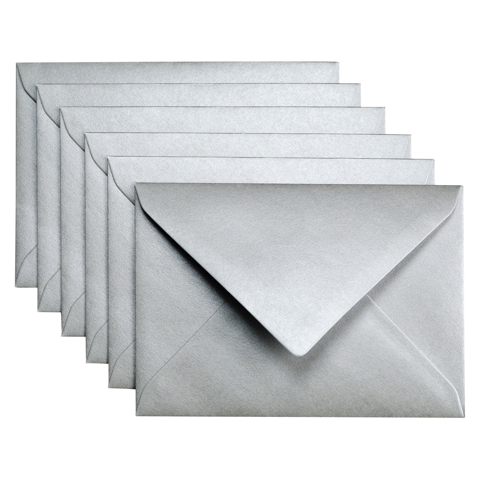 Papicolor - Briefumschlag C6 114x162mm Metallic-Silber, Packung mit 6 Stück