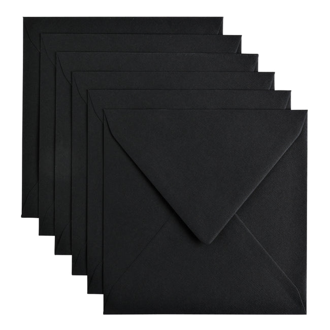 Papicolor - Enveloppe 140x140mm noir corbeau pack de 6 pièces