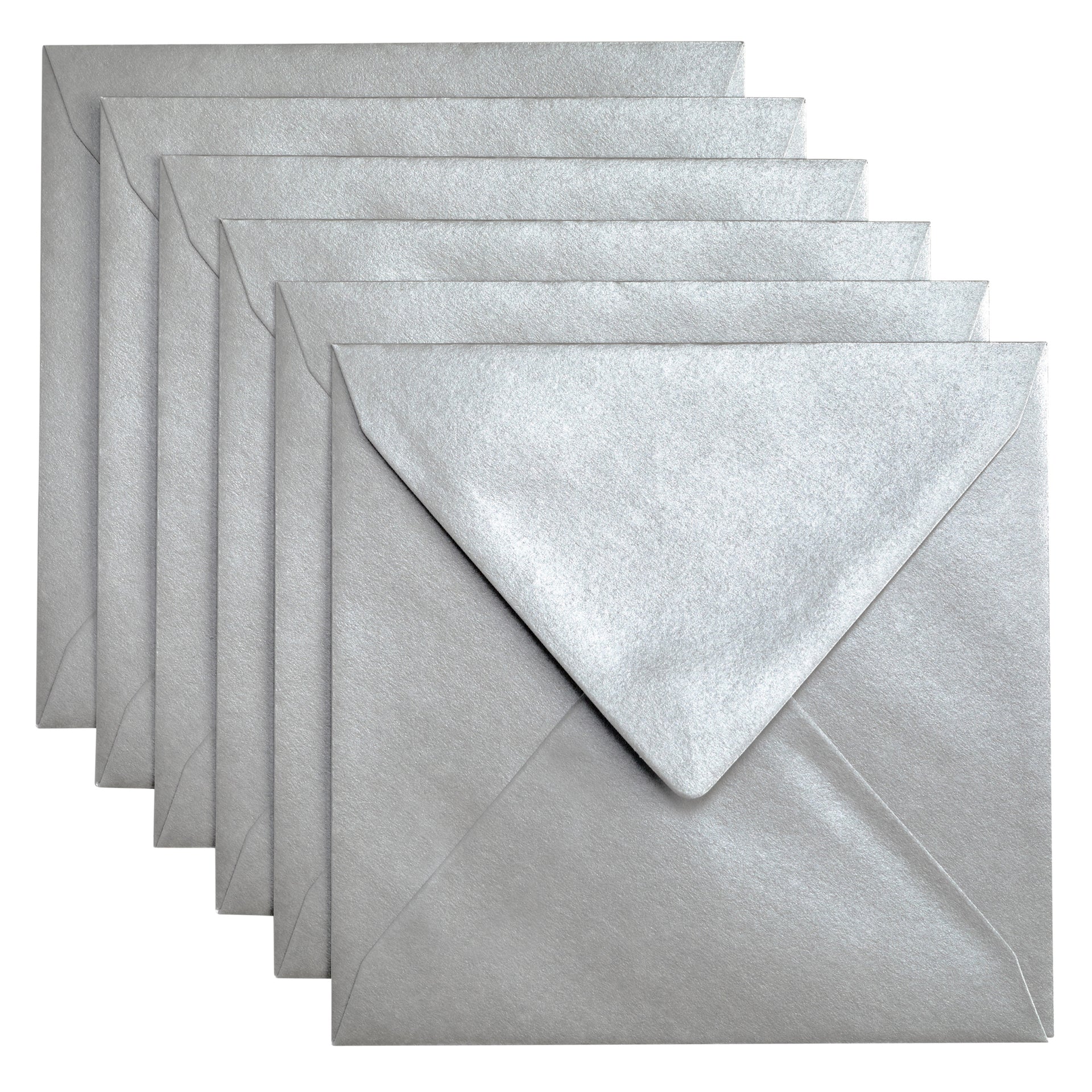 Papicolor - Briefumschlag 140x140mm metallic silber, Packung à 6 Stück