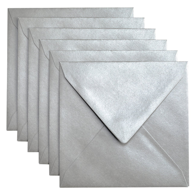 Papicolor - Briefumschlag 140x140mm metallic silber, Packung à 6 Stück