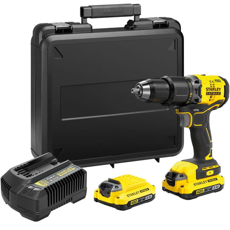 Stanley - Perceuse à percussion FatMax sans balais en coffret, 18 V, 2 x 2,0 AH