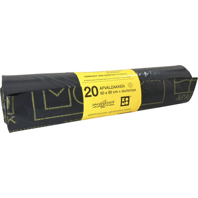 KOMO - Sac poubelle | PEBD recyclé | 60x80cm | gris | 20 rouleaux