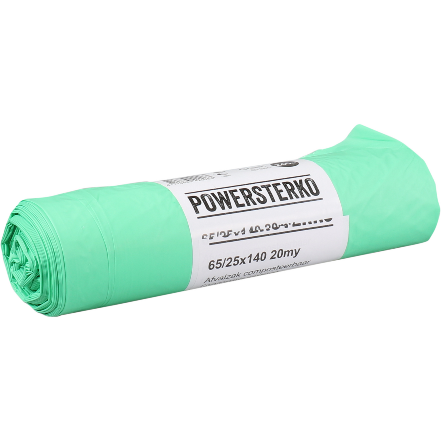 PowerSterko - Afvalzak | Bioplastic o.b.v. Zetmeelblend | 240l | 65/ 25x140cm | 20my | groen