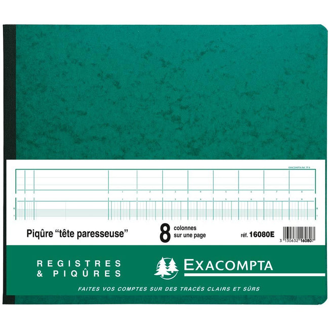 Exacompta -  registers, ft 27 x 32 cm, 8 kolommen op 1 bladzijde, 28 lijnen, 80 bladzijden