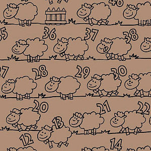 Klika - Cadeaupapier - Geschenkpapier - Counting sheep on brown 50 cm