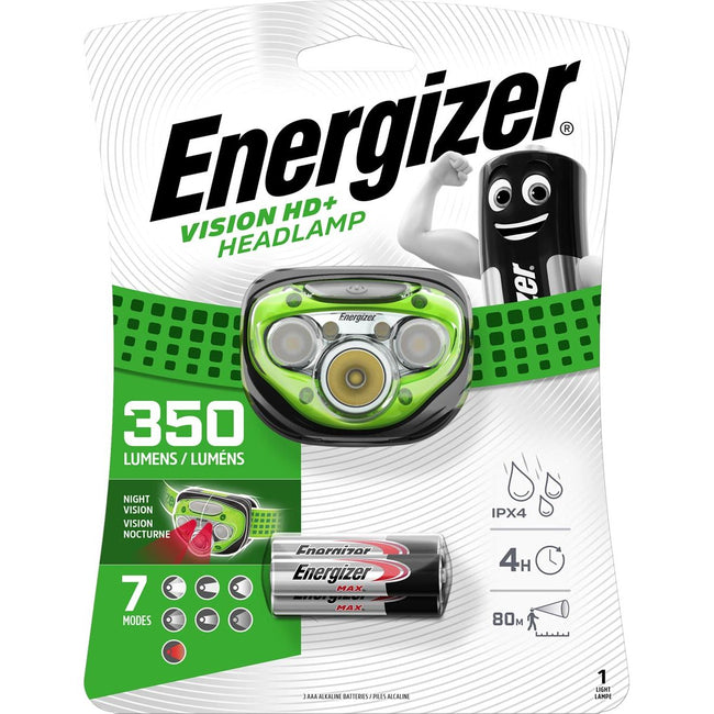Energizer - Lampe frontale Vision HD+, comprenant 3 piles AAA, sous blister