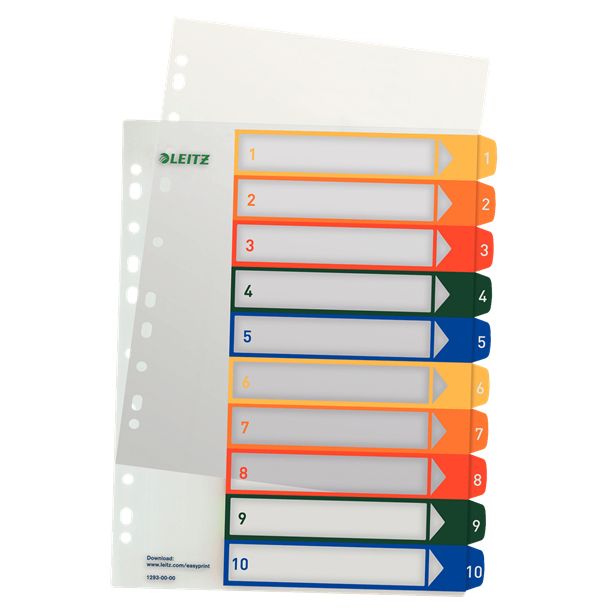 Leitz -  12930000 indextab Numerieke tabbladindex Polypropyleen (PP) Meerkleurig