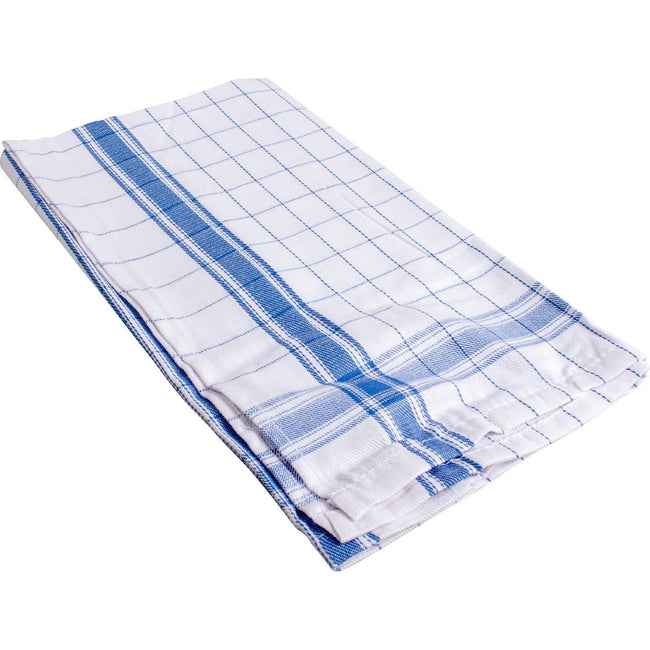 Merkloos - Handdoek Adalynne, ft 50 x 70 cm, geruit, blauw, pak van 6 stuks