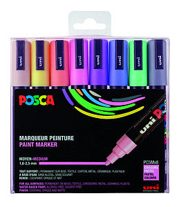 Posca - paintmarker PC-5M, set van 8 markers in geassorteerde pastelkleuren