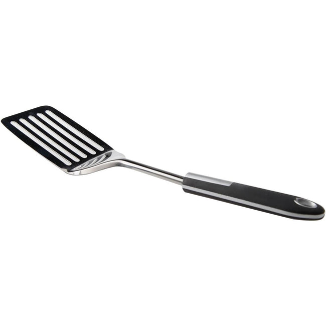 Cosy - Spatule tendance avec ouvertures, en acier inoxydable, 33,5 cm, noire