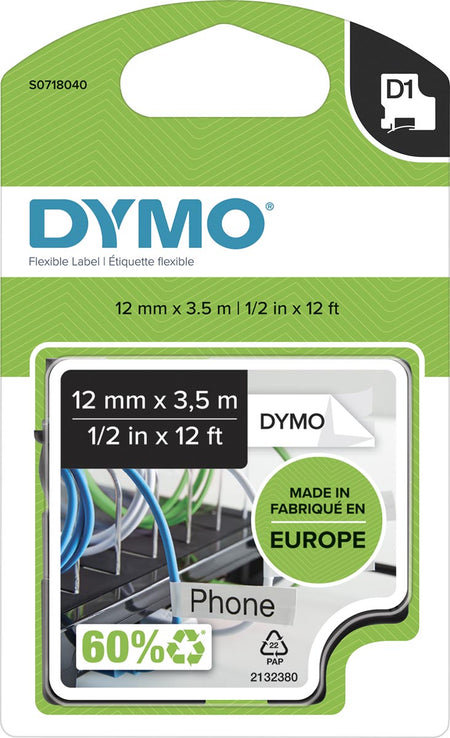 Dymo - Labele LabelManager D1 nylon 12mm noir sur blanc