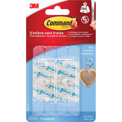Command - Crochet mini avec bande de montage transparente 6 pièces