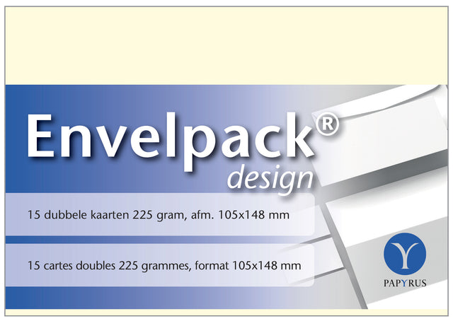 Papyrus - Double Carte Envelpack Design A6 105x148mm ivoire 894450 15 pièces