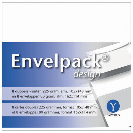 Papyrus - Double Carte Envelpack Design C6 114x162mm blanc 894436 lot de 8 | 10 pièces