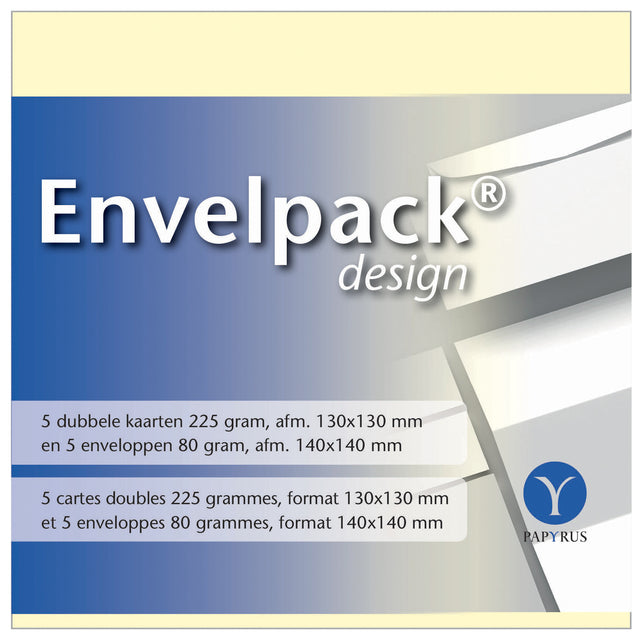 Papyrus -  Dubbele kaart  envelpack 140x140mm ivoor