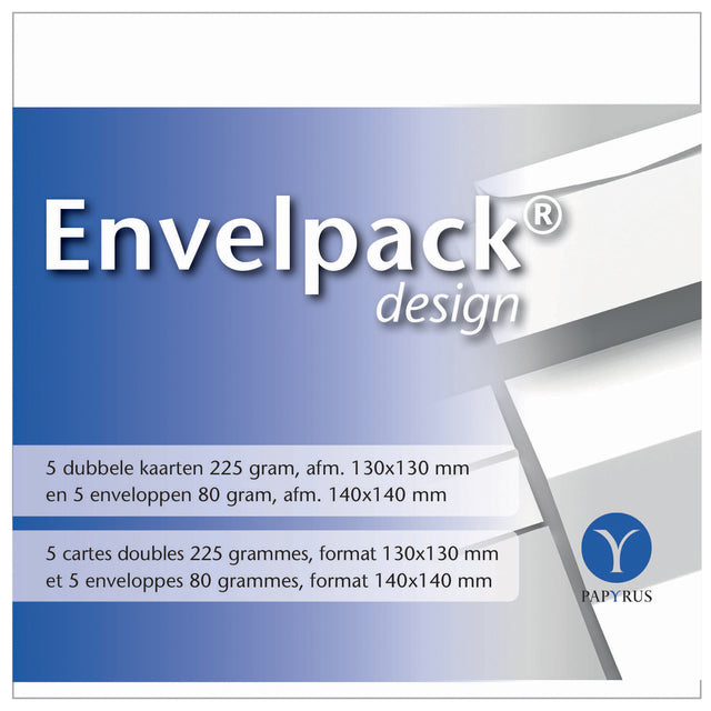 Papyrus - Doppelkarte Envelpack Design quadratisch 140x140mm weiß 894446 5er-Set | 10 Stück