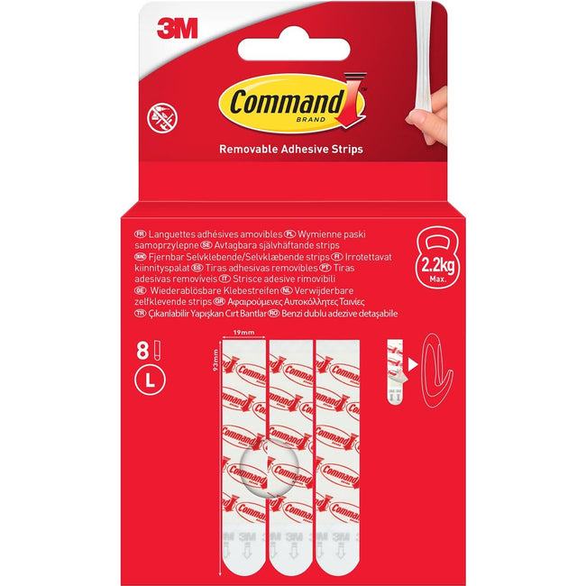 Command - bandes adhésives, grandes, blanches, blister de 8 pièces